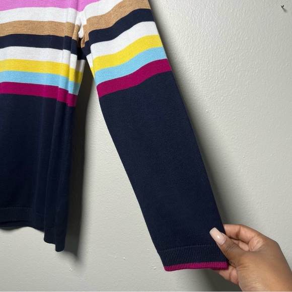 NEW‎ Talbots Women Sweater Large Petite Navy Blue Stripe Multicolor Nautical - Picture 8 of 13